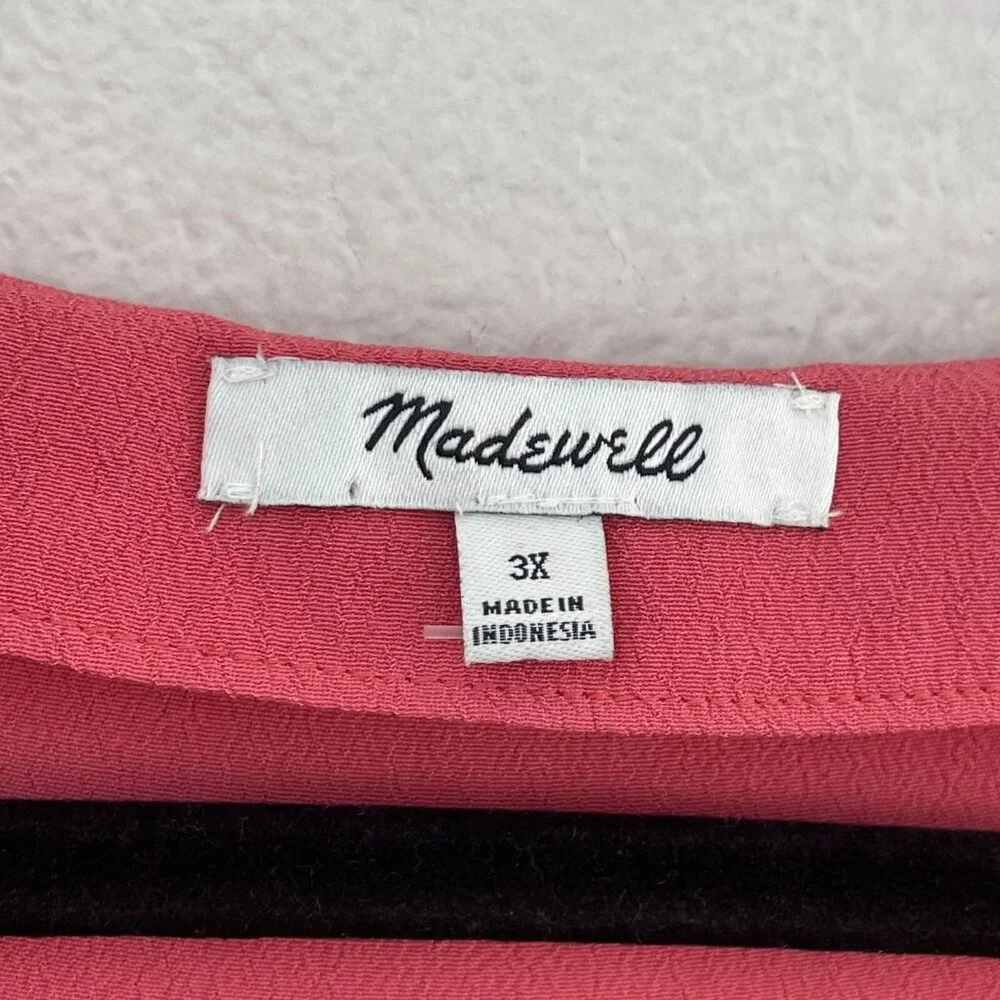 Madewell Womens Plus 3X V Neck Button Up Dress Rose Pink Short Sleeve - Picture 5 of 9